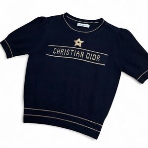 Dior Navy Sweater with Gold Star Detail